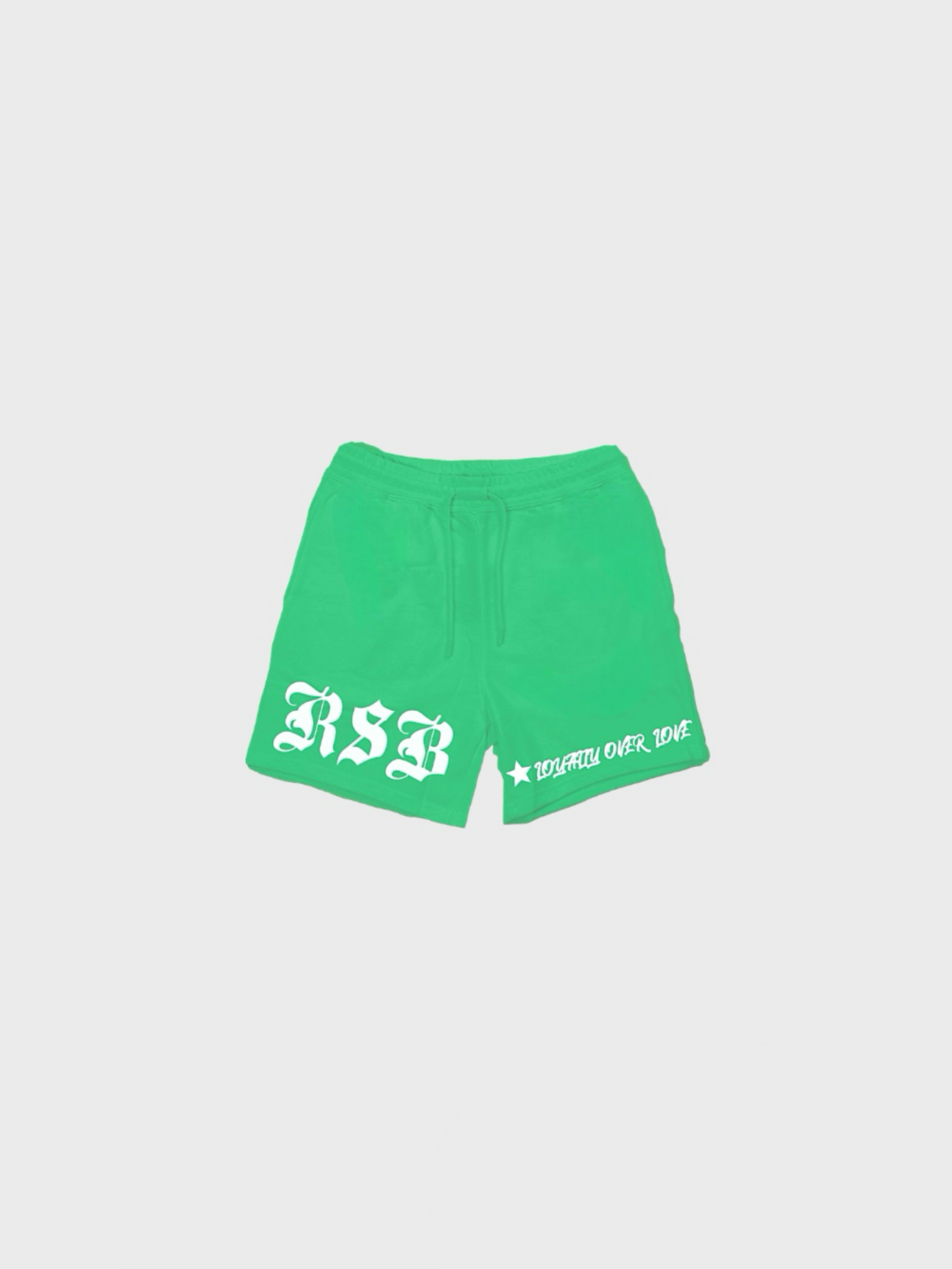LOYALTY OVER LOVE SHORTS- KELLY GREEN/WHITE